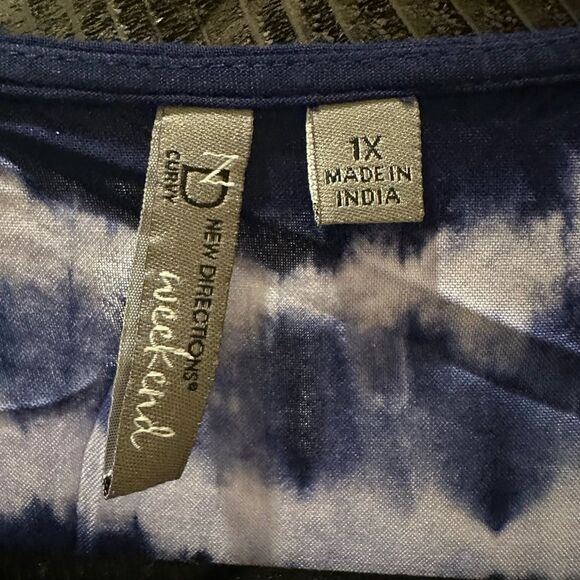 New Directions Weekend Rayon Women 1X Red, White, Blue Tie Dye Sleeveless - Picture 12 of 16
